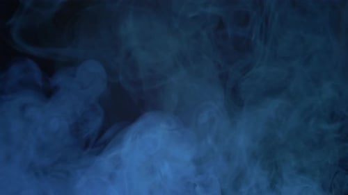 Abstract Wispy Blue Smoke on Black Background
