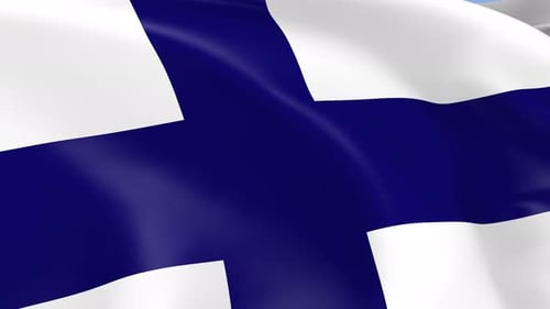 Waving Finnish Flag Realistic Loop Animation