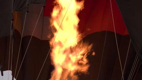 Flames Filling Hot Air Balloon Close Up