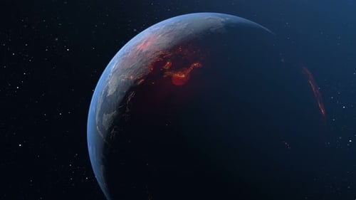 Animated Global Earth Map with Spreading Red Hotspots