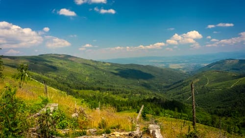 Scenic Green Mountains and Blue Sky Landscape
