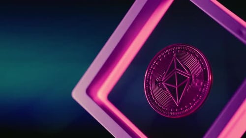 Ethereum Classic Coin Shines in Neon Frame
