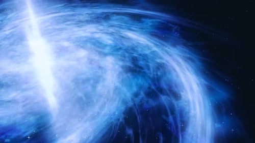 Interstellar tourism. Camera flying over galaxy.