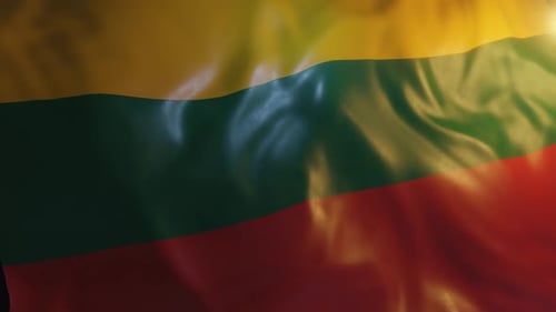 Realistic Lithuanian Flag Waving in the Wind