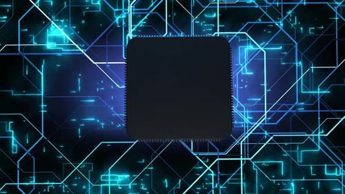 Futuristic Circuit Board Data Flow Logo Reveal