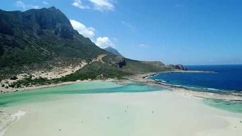 Beautiful Sandy Beach Bay and Mountains