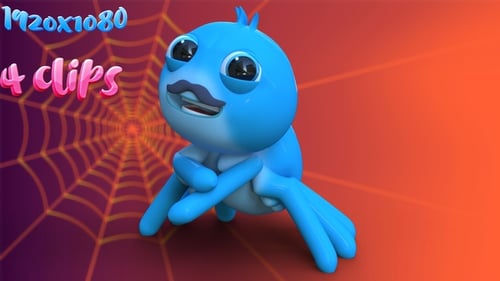 Cute Blue Spider Character Animation with Mustache