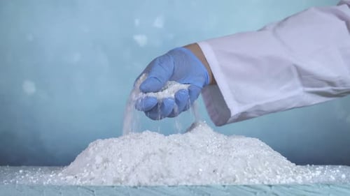 Reagente de grânulos brancos Antiicer Laboratory Gloves Hand