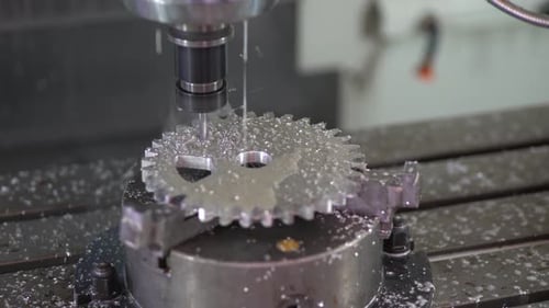 Close Up of CNC Milling Machine Process