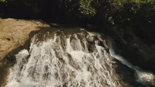 Aerial View of Waterfall in Tropical Nature