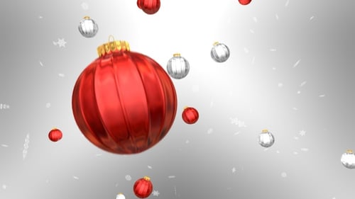 Falling Christmas Ornaments and Snowflakes Background Loop