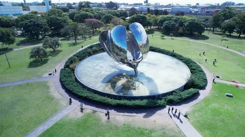 Generic Floralis Flower Park at downtown Buenos Aires Argentina. Panoramic landscape of touristic la