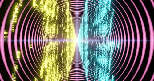 Background with Flight in a Digital Tunnel with Data Transmitting Blocks