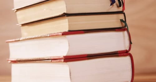 Stack of books on a desk