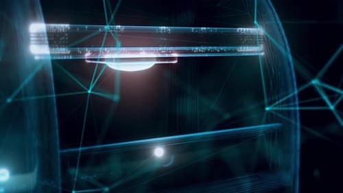 Empty Display Cooler Fridge Hologram Close Up 4k