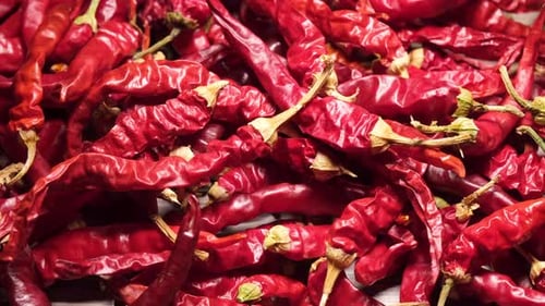 Heap of Beautiful Red Dried Chili Peppers