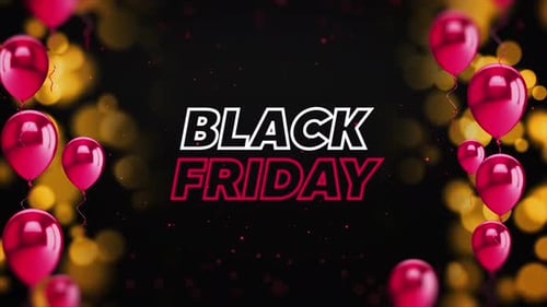 Modern Black Friday Sale Title Animation with Balloons