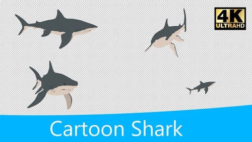 Animated Flat Design Shark Character Swim Cycle Pack