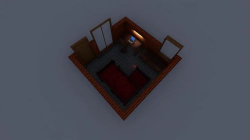 Diseño isométrico del dormitorio