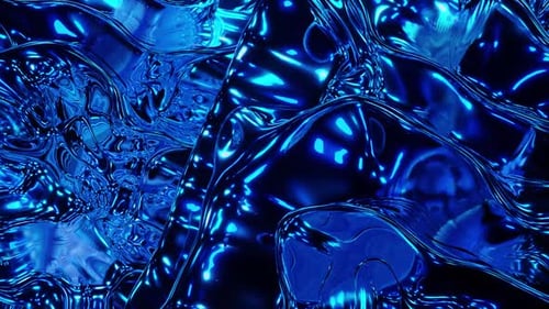 Dynamic Blue Liquid Metal Abstract Background