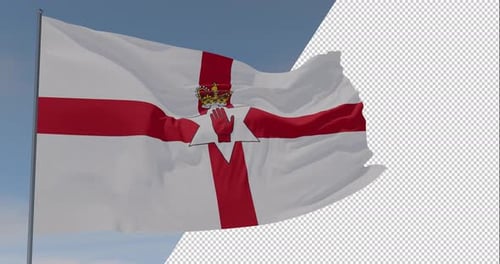 Realistic Northern Ireland Flag Waving with Alpha Channel
