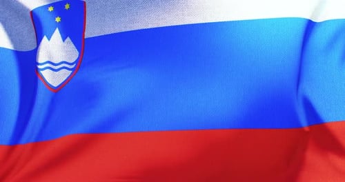 Slovenia Flag Waving Loop with Realistic Fabric Texture