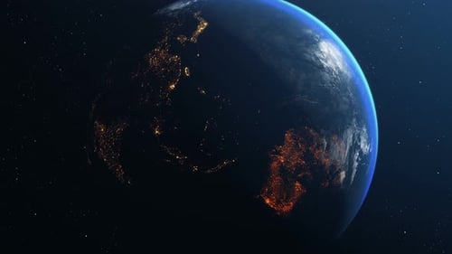 Rotating Earth from Space with Night City Lights