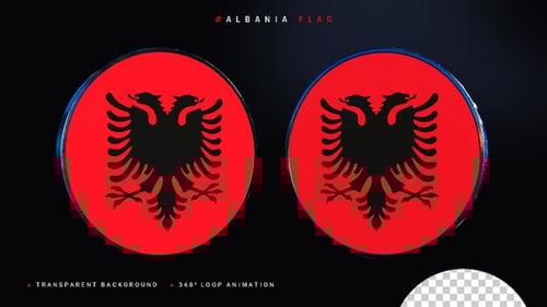 Modern 3D Rotating Albanian Flag Emblem Animation
