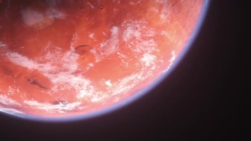 Red Planet Mars Rotating with Atmosphere in Deep Space
