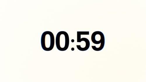 One Minute Glitch Countdown with Digital Noise Effect