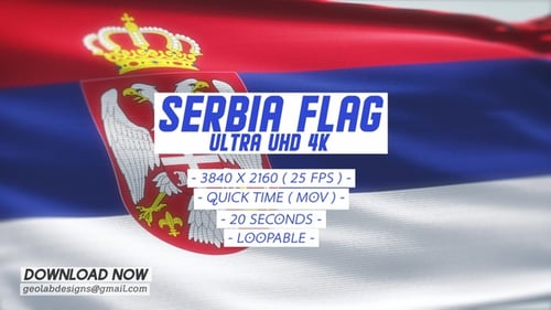 Realistic Waving Serbia National Flag
