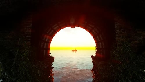 Lovers On Bridge and Sunset Ocean