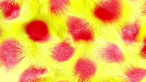 Abstract Dynamic Fur Texture Background Loop with Vibrant Red and Yellow