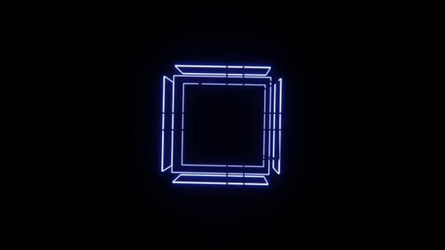 Abstract Glowing Neon Wireframe Cubes Animation Loop