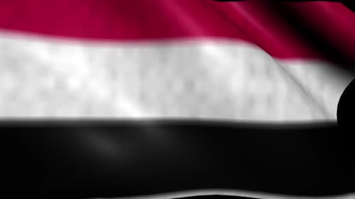 Waving Flag of Yemen with Realistic Fabric Motion
