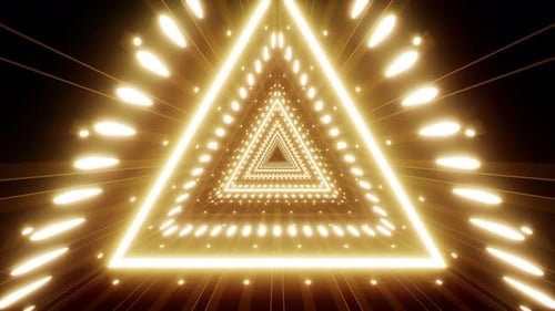 Golden Glowing Triangle Tunnel Seamless Loop Background