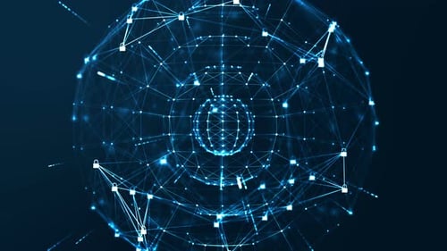 Global Digital Network Security Rotating Plexus Sphere