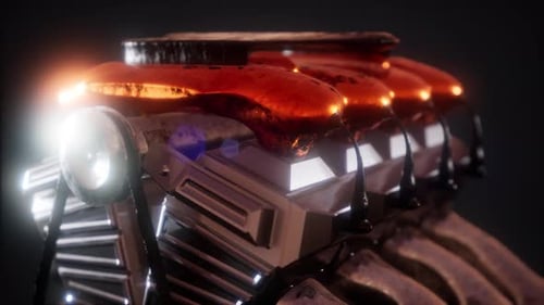 Close Up Detail of Car Engine