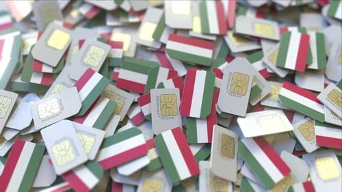 Hungarian Flag SIM Cards Falling Animation