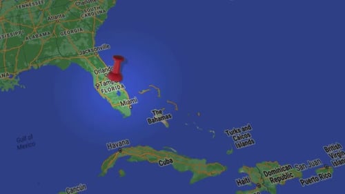 Animated 3D Map Pin Pointing to Florida Location
