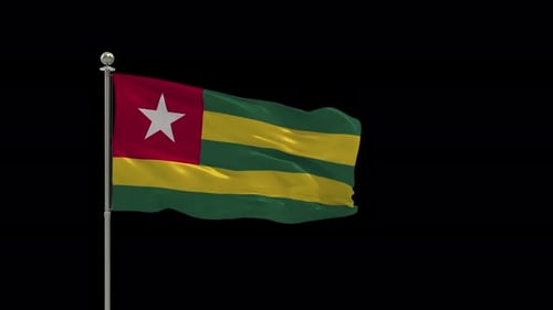 Realistic Togo Flag Waving Seamless Loop with Alpha Channel