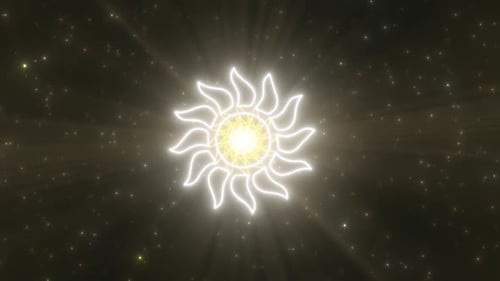 Hot Blazing Summer Sun Shape Outline Neon Lights Tunnel Portal Moving