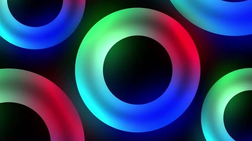 Abstract Glowing Colorful Rings Seamless Motion Background