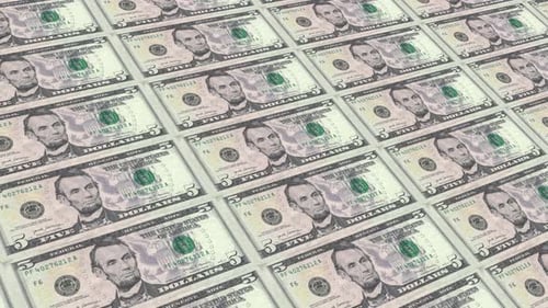 Usa Banknotes Money 5 Dollars - 4K