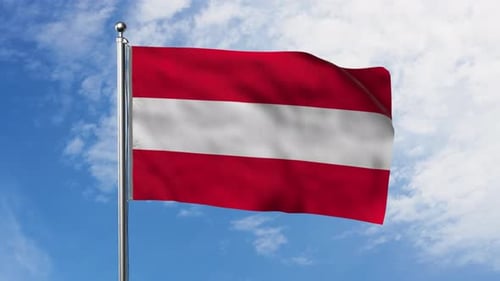 Realistic Waving Austrian Flag Against Blue Sky