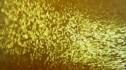 Extreme Nahaufnahme Zeitlupenaufnahme von hellem Bier wird in ein Bierglas gegossen, viele Blasen