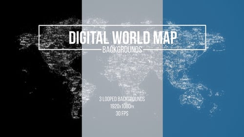 Digital World Map with Binary Code Global Network