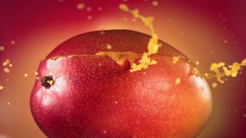 Close up Mango Juice Pouring