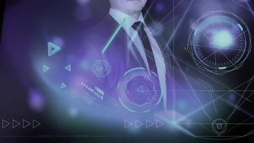 Futuristic Holographic Interface Reveal with Geometric HUD Elements