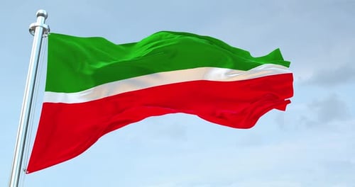 Flag of Tatarstan Waving in Realistic Slow Motion Loop